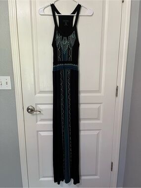 Athleta Black Maxi Dress with Teal Accent Racerback